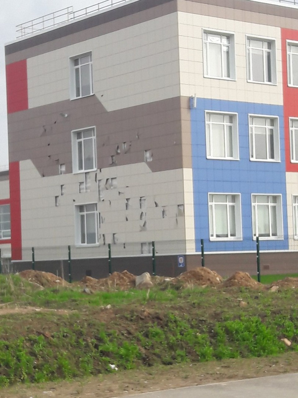 В порче фасада псковской школы в Борисовичах подозревается 17-летний парень