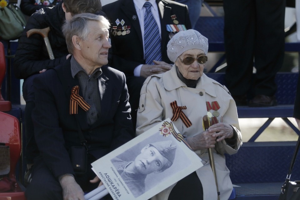 Ветераны Великой Отечественной войны на параде в честь Дня Победы