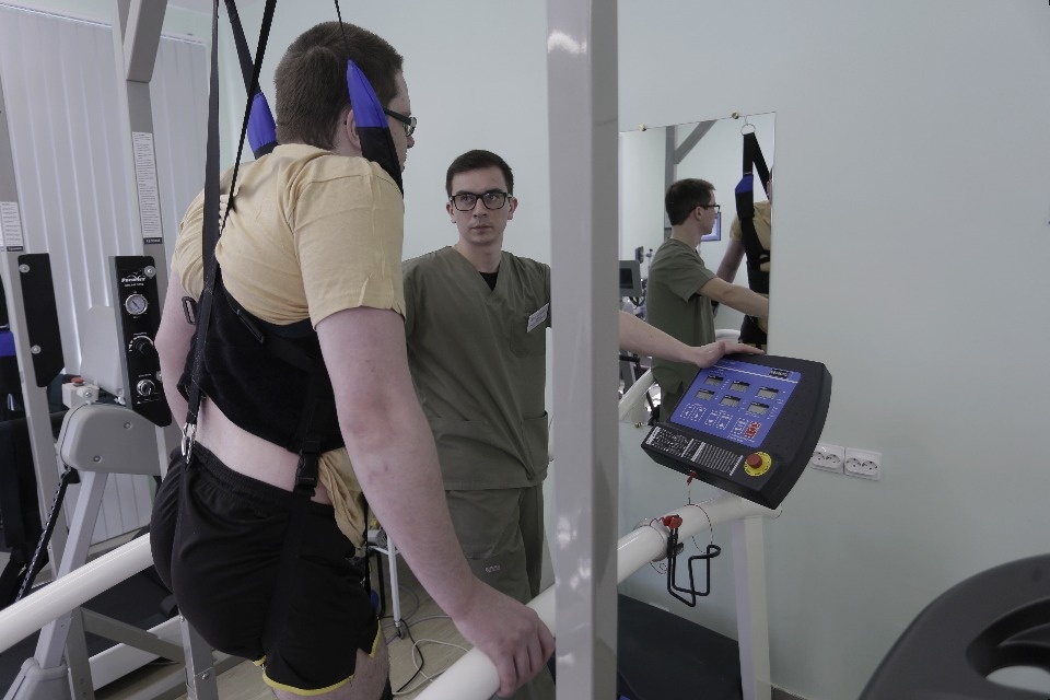 Лечебная тренировка в горбольнице Пскова