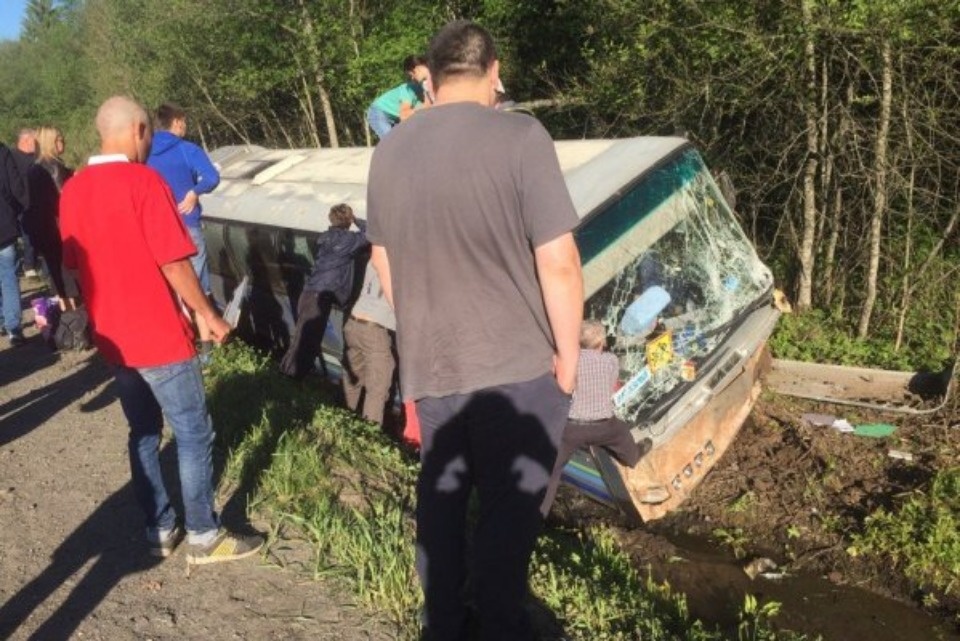 Автобус с детьми угодил в кювет в Струго-Красненском районе, есть пострадавшие