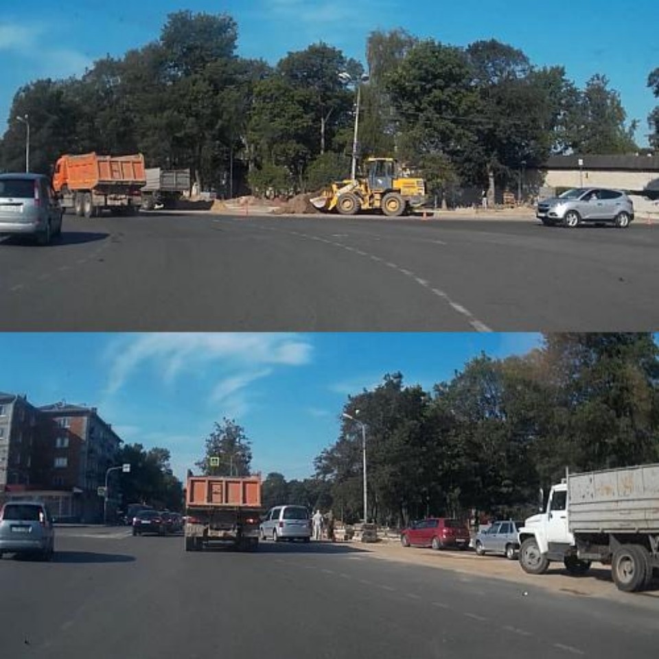 В Пскове временно перенесли автобусную остановку на площади Победы