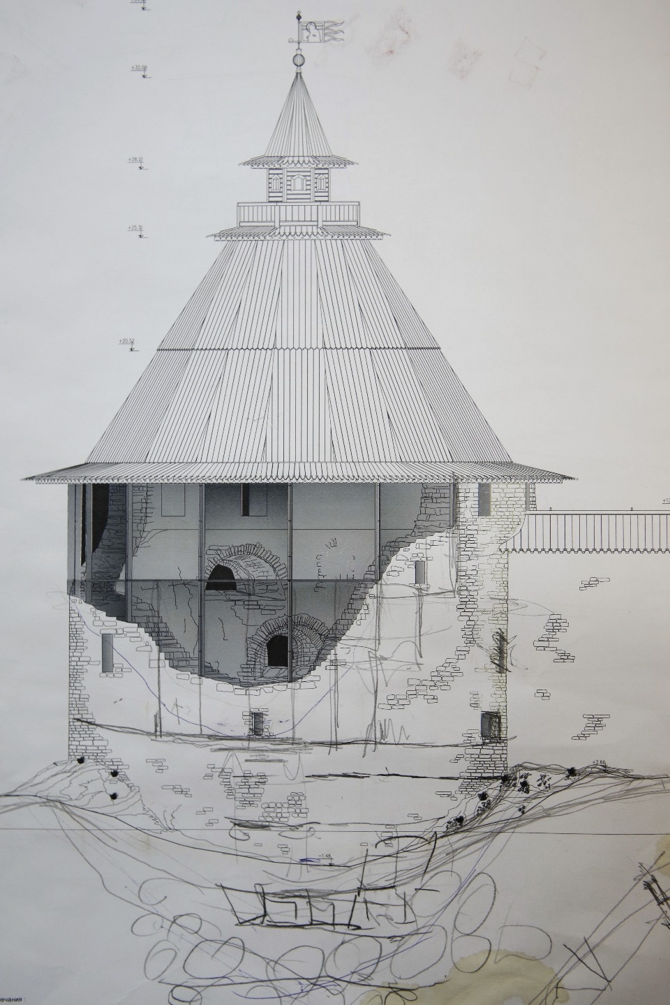 Новейшие технологии используют при реставрации башен и стен Псковского кремля Новейшие технологии используют при реставрации башен и стен Псковского кремля