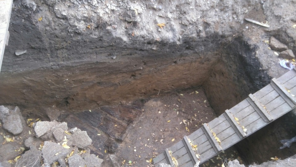 Трассу первой деревянной стены обнаружили псковские археологи в Ботаническом саду Трассу первой деревянной стены обнаружили псковские археологи в Ботаническом саду