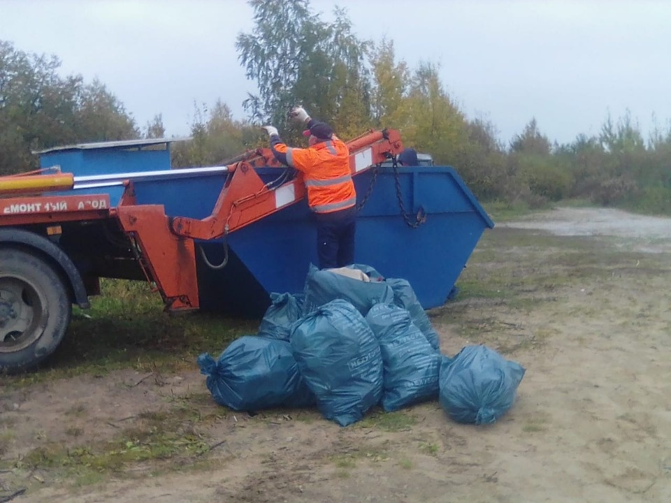 Мешковой сбор мусора с острова Колпина организовали сотрудники «Экопрома»