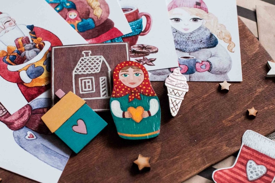 Новогоднюю открытку с иллюстрациями представит на ярмарке «ART-ель» мастер Любовь Жигалова