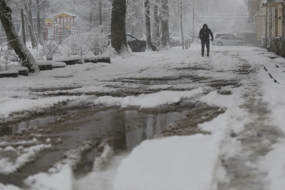 В Пскове неожиданно началась зима