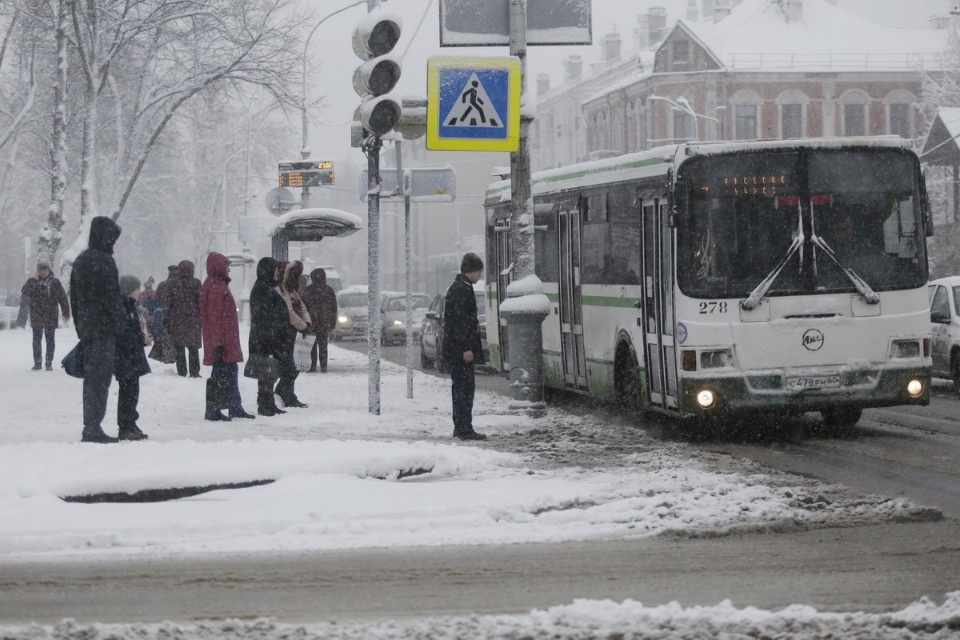 В Пскове неожиданно началась зима