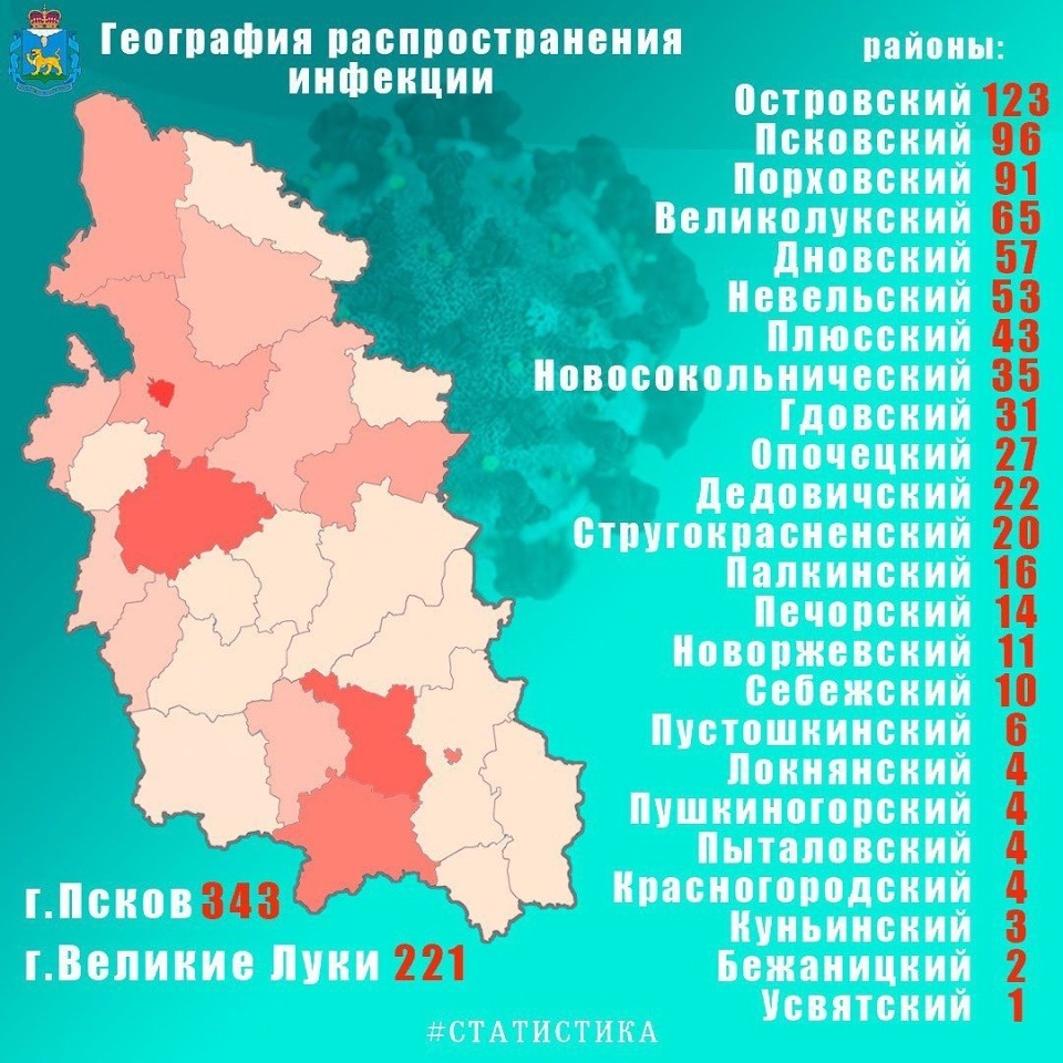 Более 1 тыс. 300 случаев коронавируса подтверждены в Псковской области Более 1 тыс. 300 случаев коронавируса подтверждены в Псковской области