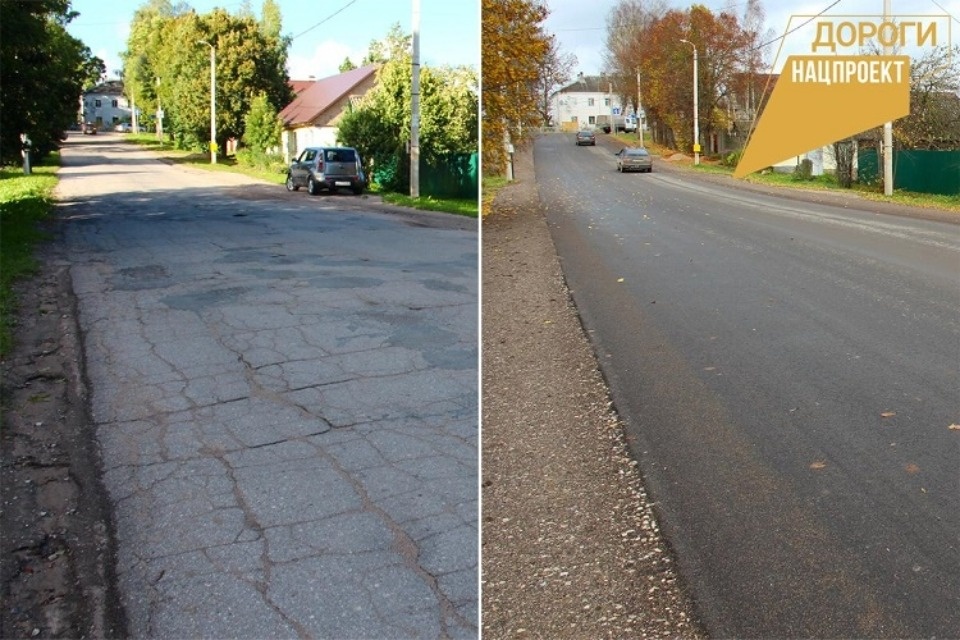 Шесть улиц уже отремонтировали в Острове по нацпроекту