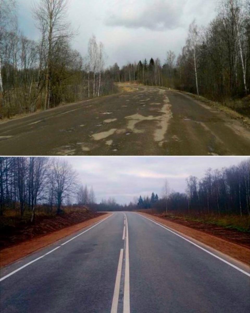 По технологии ресайклинга отремонтировали первую дорогу в Псковской области