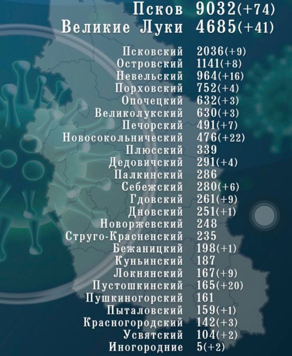 За сутки в Псковской области добавилось 245 заболевших COVID-19