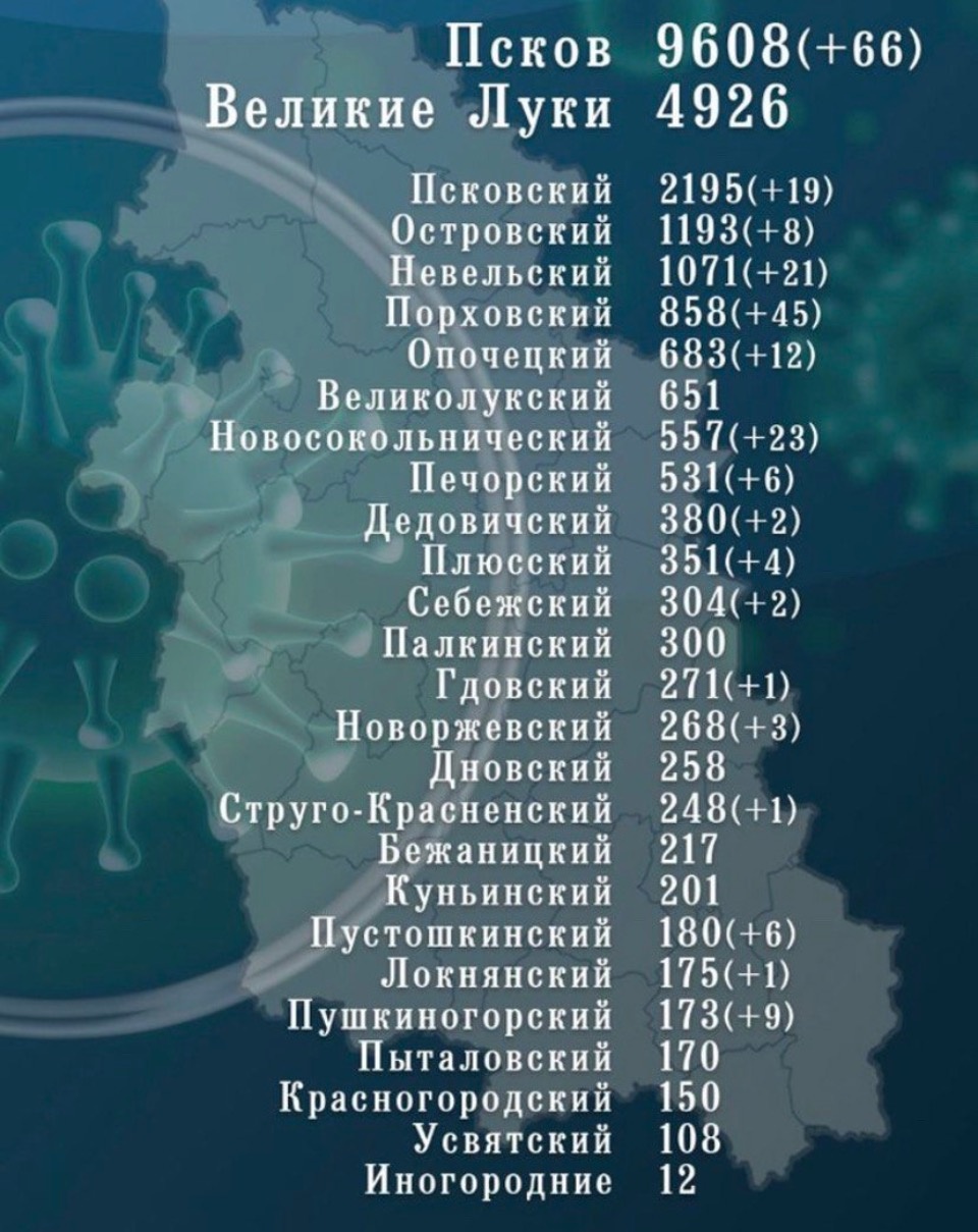 10 января количество выздоровевших в Псковской области превысило число заболевших COVID-19