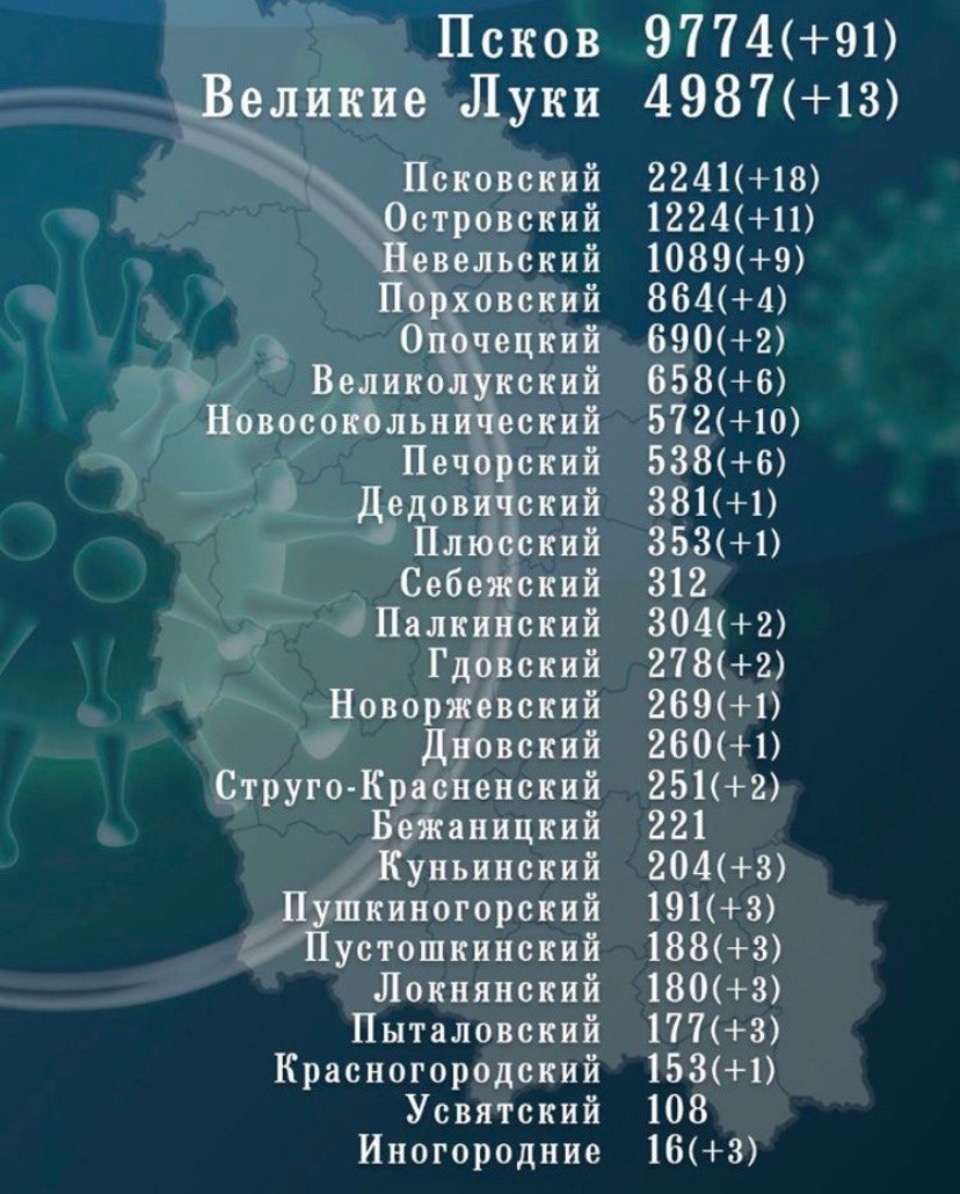 В Псковской области 12 января количество выздоровевших от COVID-19 превысило число заболевших