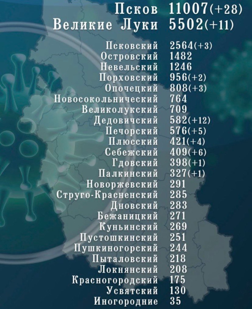 Число излечившихся от коронавируса в Псковской области перевалило за 19 тысяч