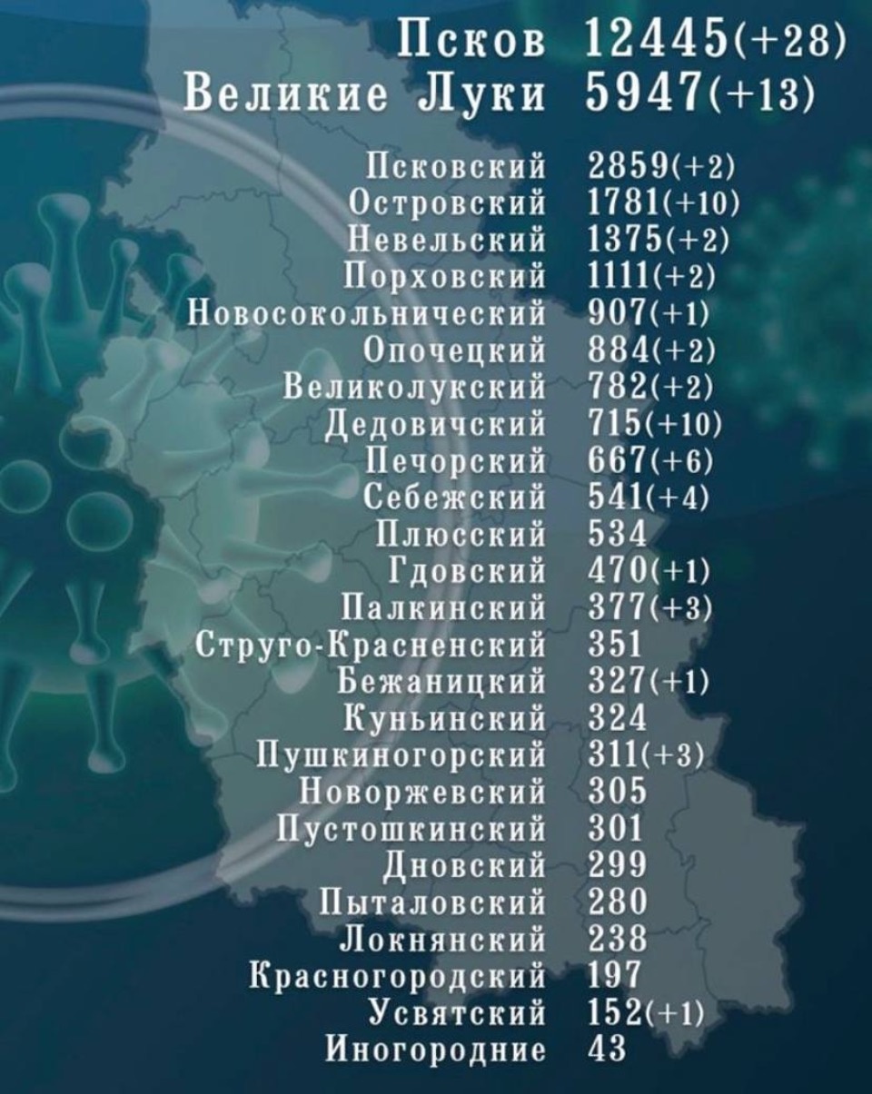 91 новый случай коронавируса выявлен в Псковской области за сутки 