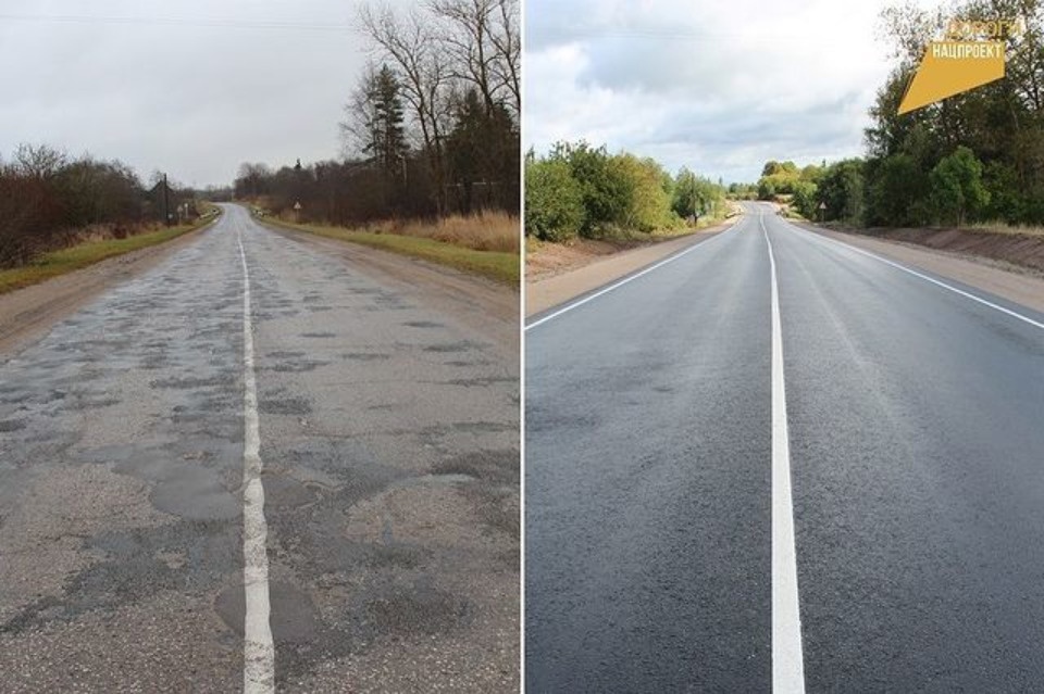 В Псковской области после ремонта введен в эксплуатацию участок дороги Остров – Новоржев 