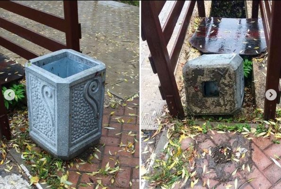 Хулиганы разгромили Финский парк в Пскове