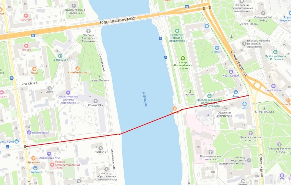 Временный мост через реку Великую в Пскове установят на 2-3 года