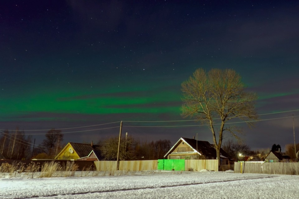 В небе над Псковским районом запечатлели северное сияние