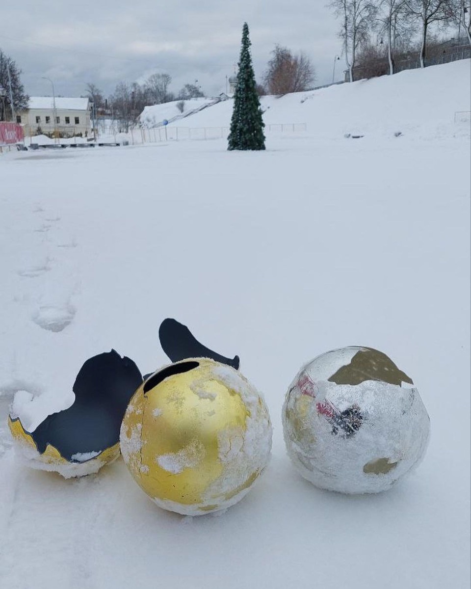 Псковские полицейские проводят проверку по факту поврежденных елочных игрушках в Финском парке 