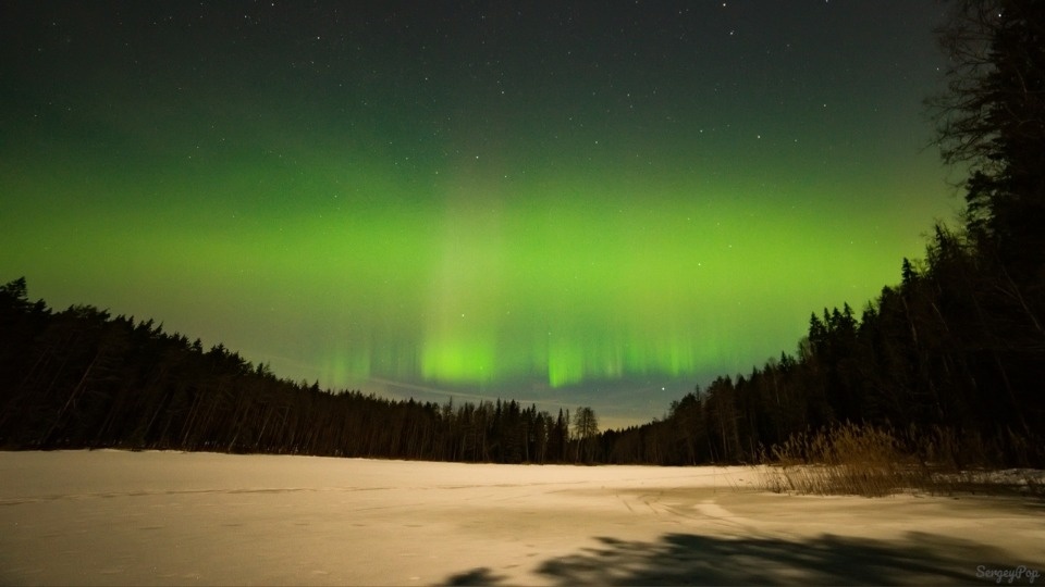Полярное сияние запечатлели в небе над Псковской областью Полярное сияние запечатлели в небе над Псковской областью