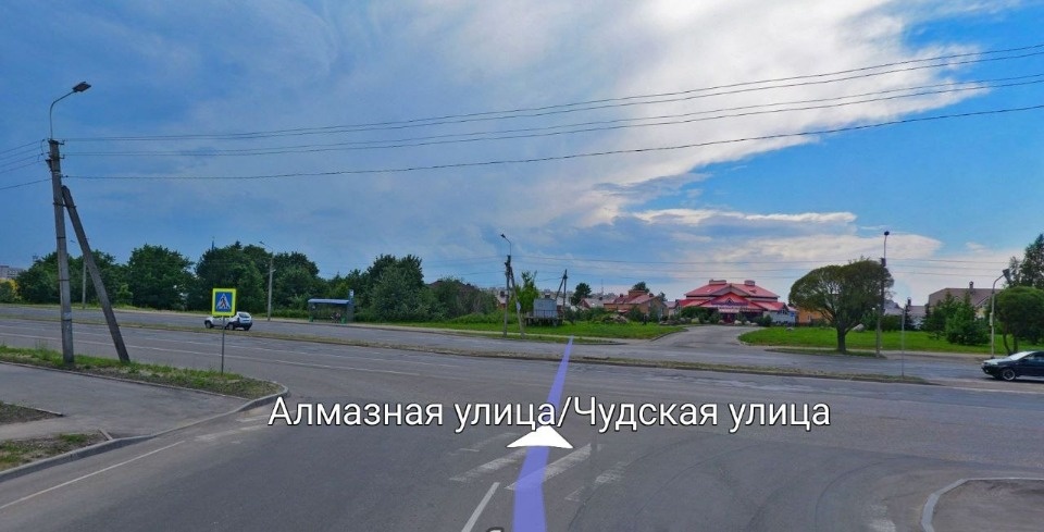 Полноценный перекресток планируют сделать на пересечении улиц Алмазной и Чудской в Пскове в 2022 году