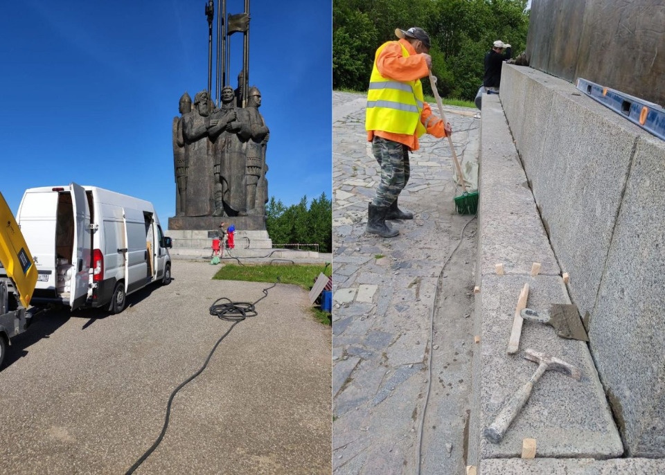 Под Псковом начался ремонт памятника Александру Невскому и дружине 