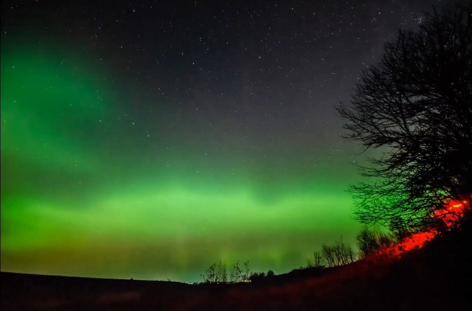 Полярное сияние засняли в небе над Псковским районом Полярное сияние засняли в небе над Псковским районом