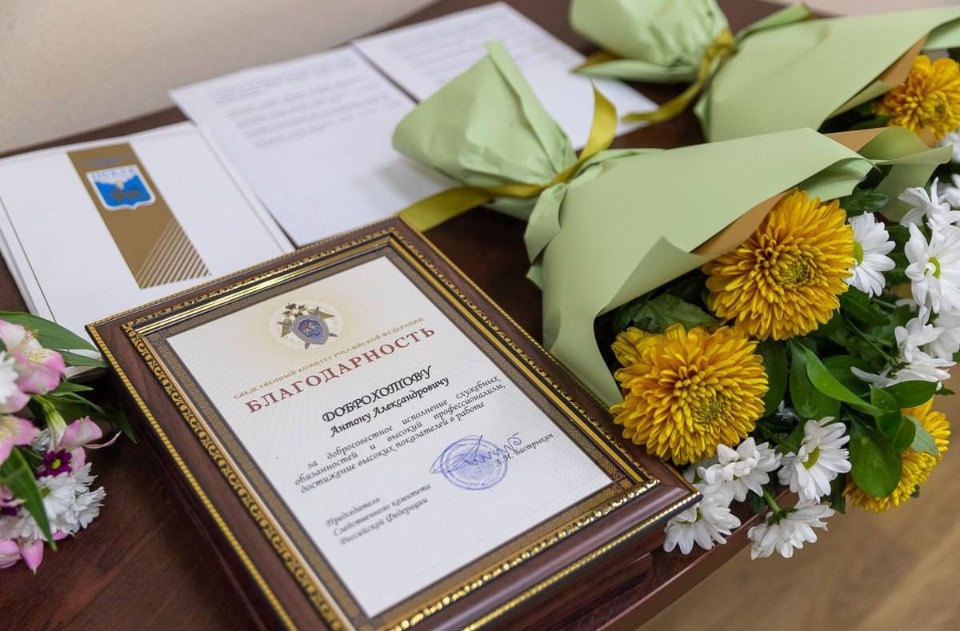 Борис Елкин вручил пятерым псковским следователям Почетные грамоты