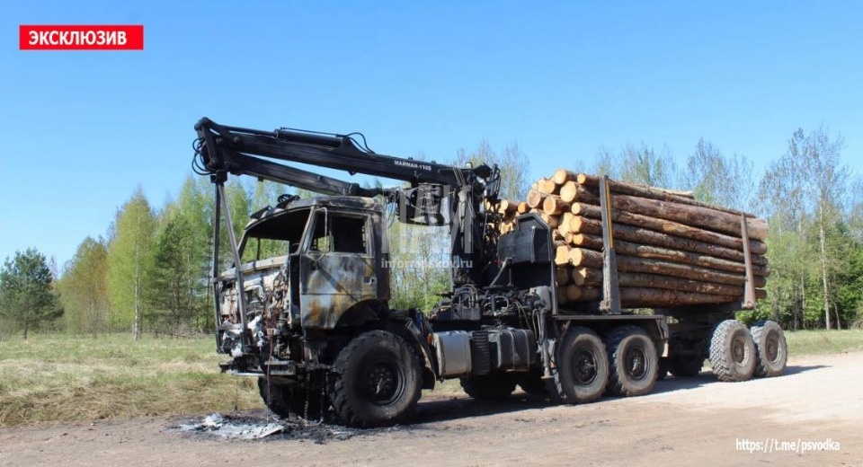 В Красногородском районе сгорела кабина лесовоза