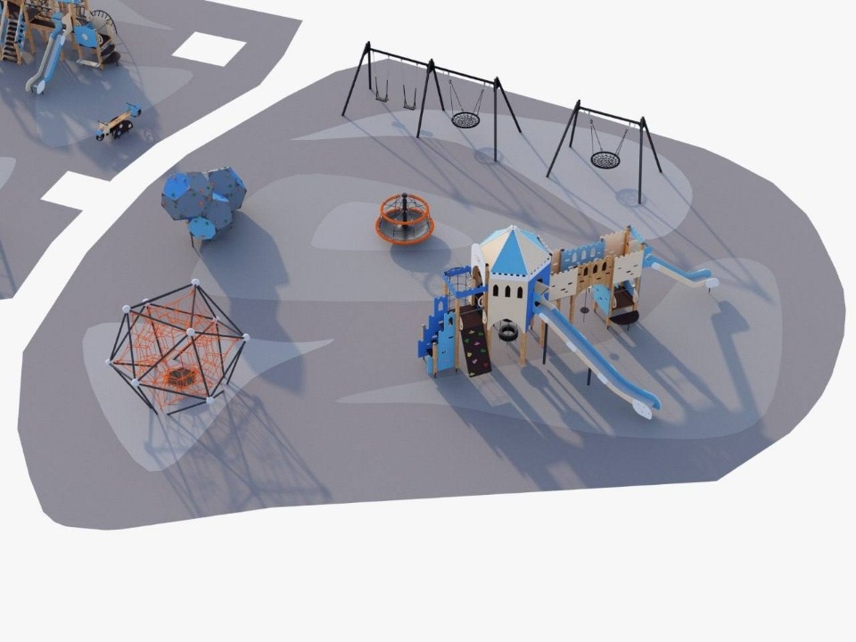 Новую детскую площадку начали обустраивать в Финском парке в Пскове