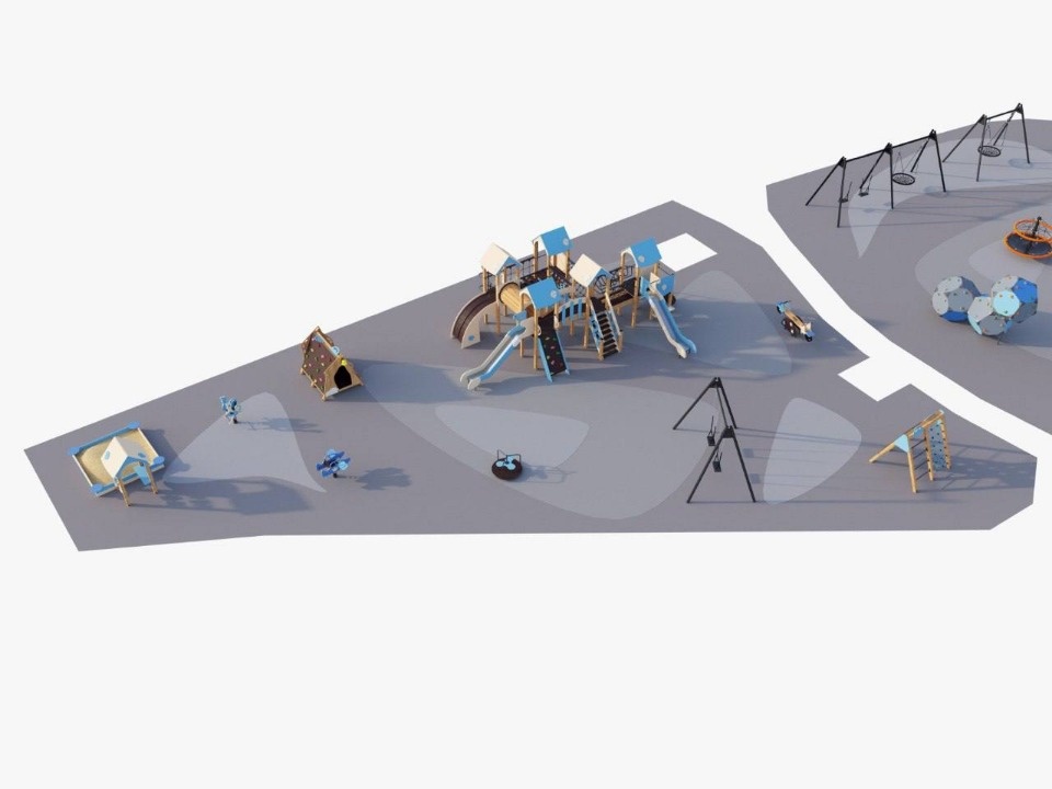 Новую детскую площадку начали обустраивать в Финском парке в Пскове