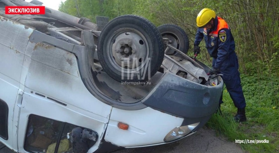 В Гдовском районе на дороге перевернулась ГАЗель