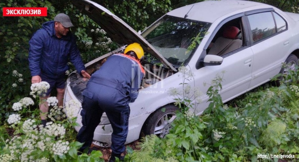 В Гдовском районе легковой автомобиль вылетел в кювет