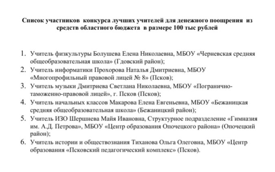 Почти 30 псковских учителей премируют за высокие достижения в работе