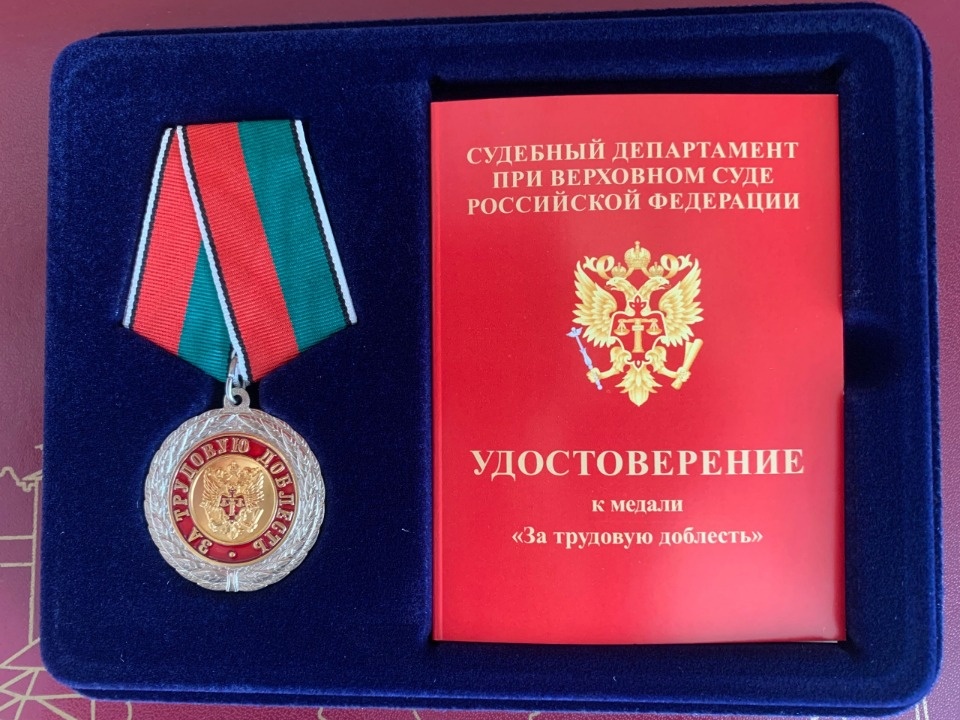 Председателя Арбитражного суда Псковской области наградили медалью «За трудовую доблесть»