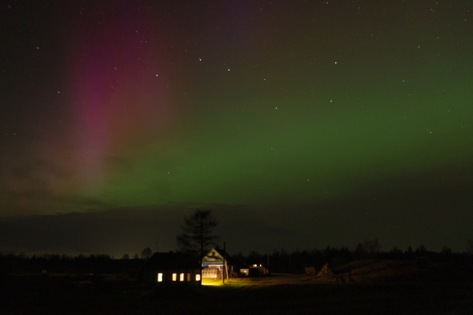 В Псковском районе запечатлели яркое северное сияние 