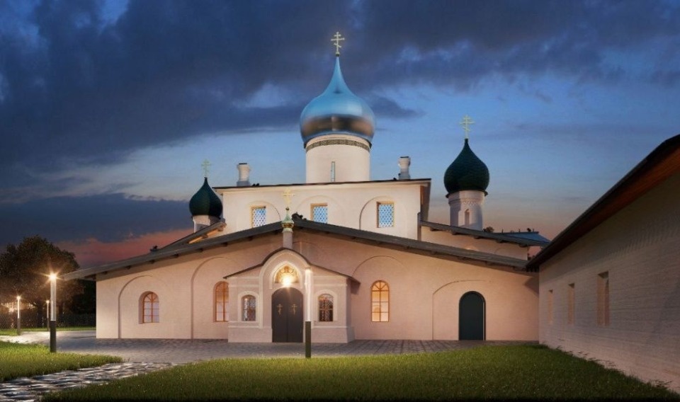 В Пскове завершили проект декоративной подсветки церкви Архангела Михаила 