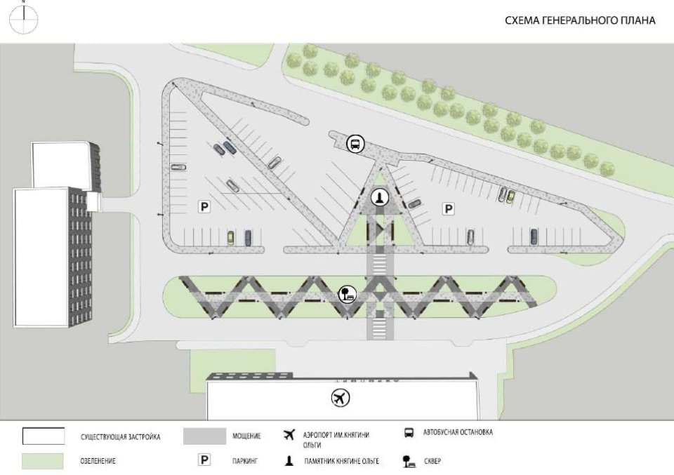 Площадь перед зданием аэропорта в Пскове благоустроят до 20 ноября