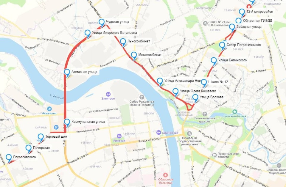 Микрорайоны Запсковья и Дальнего Завеличья в Пскове свяжет новый автобусный маршрут