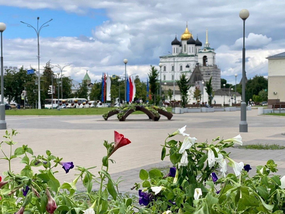 15 новых цветочных вазонов установили в Пскове 