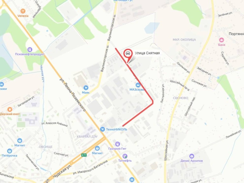 Уличные фонари установят на участке улицы Снятной в Пскове в этом году