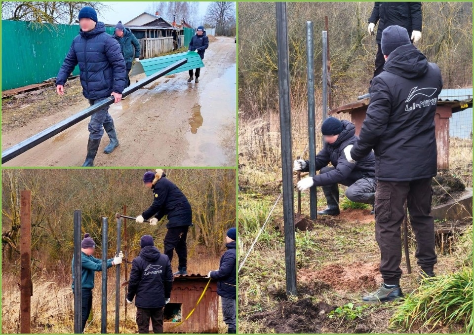 В Великих Луках осужденные построили новый вольер для собак в зооприюте