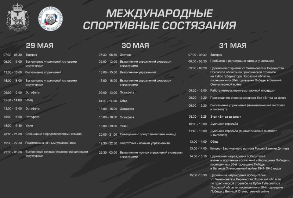 Опубликовали программу чемпионата по практической стрельбе в Пскове