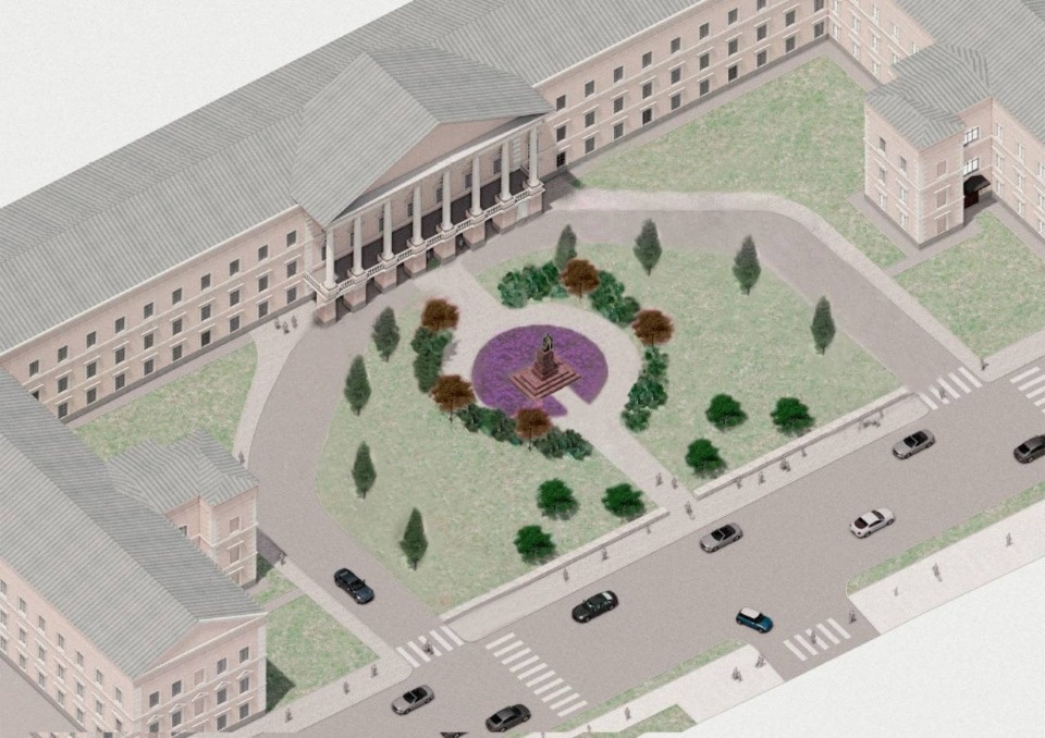 У здания правительства Псковской области обновят зеленую зону