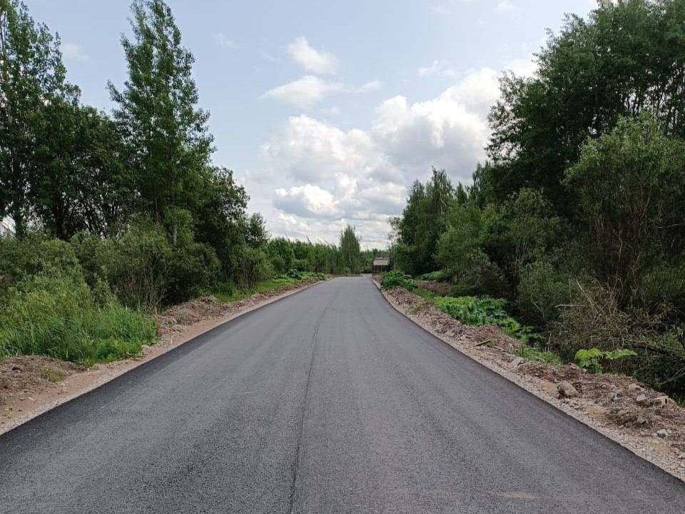 Нижний слой асфальта уложили на улице Пожиговской в Пскове 