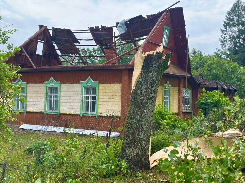 Сильный ветер разрушил дома в Великолукском районе 