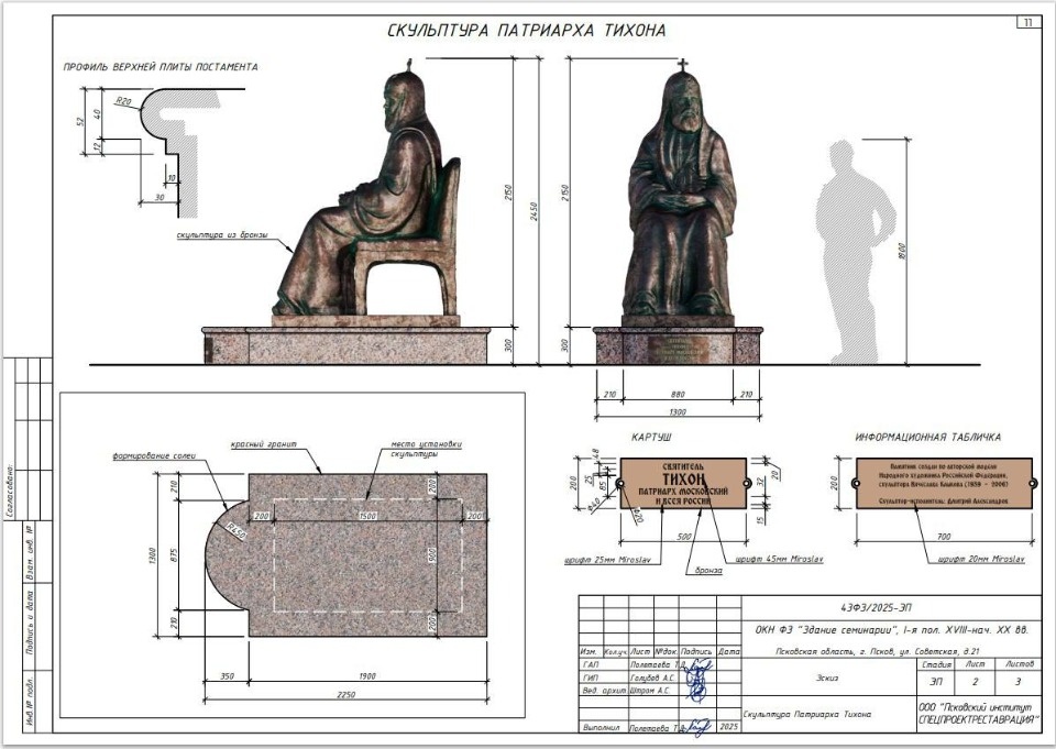 Псковский градостроительный совет одобрил проект памятника святителю Тихону
