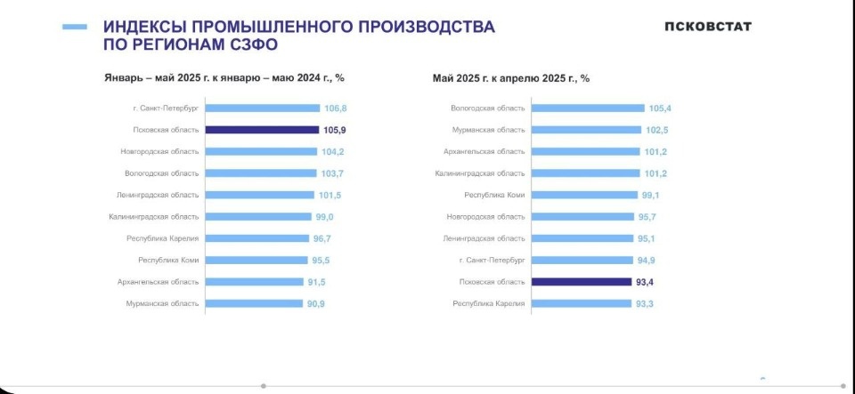 Псковская область стала первой в СЗФО по росту выпуска продукции на обрабатывающих производствах Псковская область стала первой в СЗФО по росту выпуска продукции на обрабатывающих производствах
