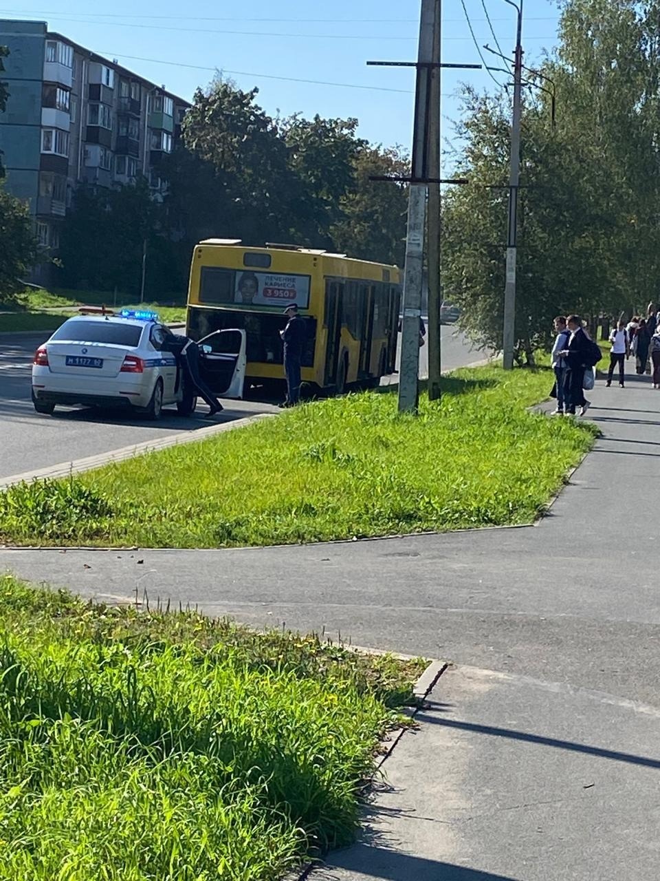 В Пскове задымился городской автобус 